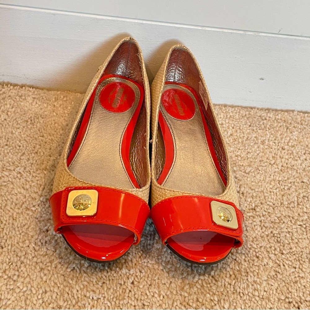 SEBAGO CAMELLA WOVEN PEEP TOE SHOES FLATS SZ 7